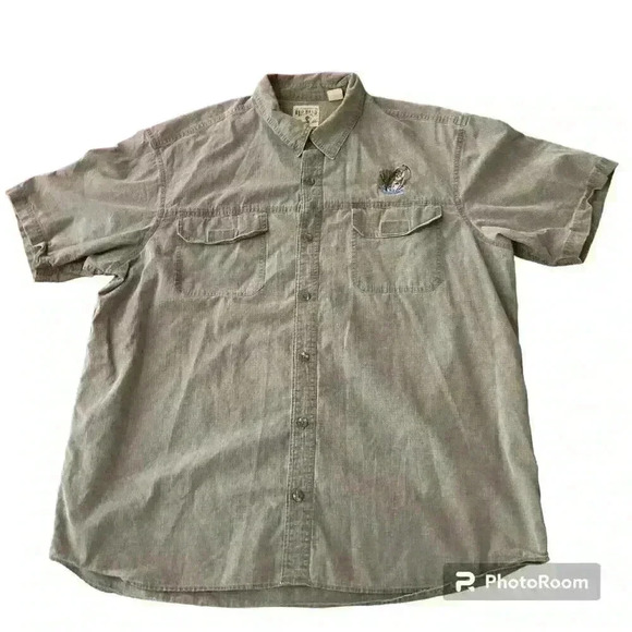 Fishing Shirt Men's 2XL Short Sleeve Button Up Embroidered Catfish Size XXL - Picture 1 of 10